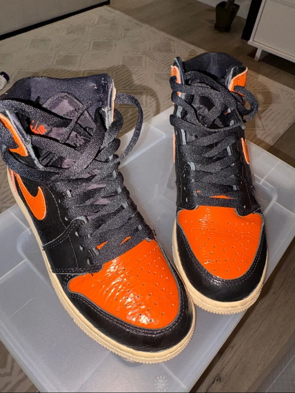 Nike Kids Orange and Black High-Top Sneakers - Picture 4 of 7